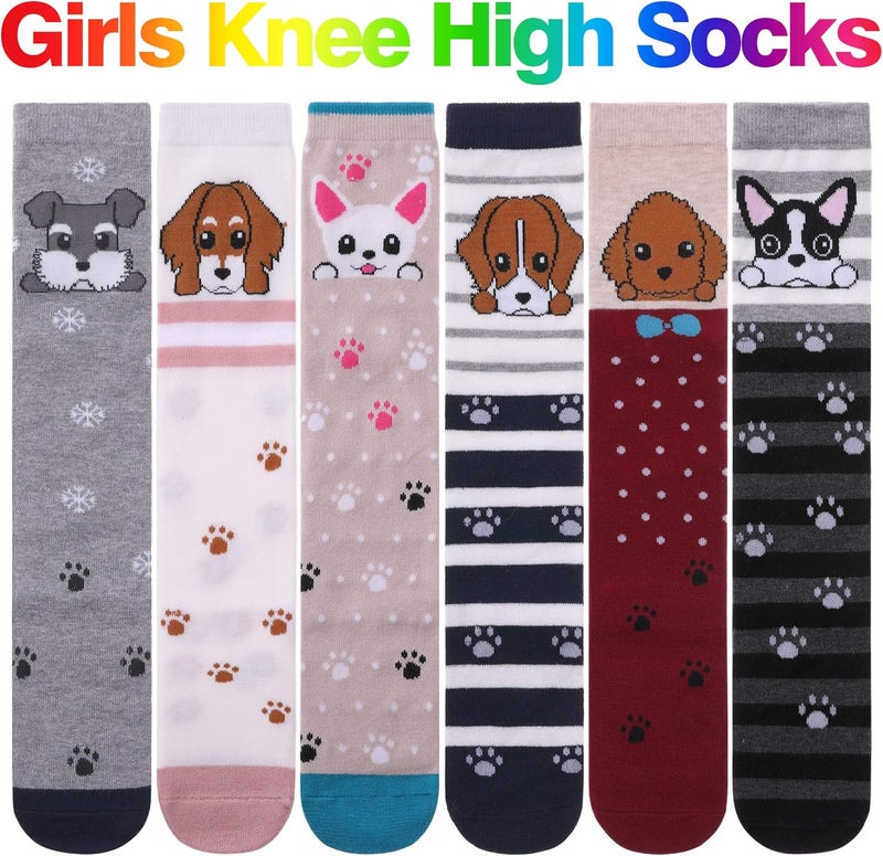 SDBING Kids Girls Knee High Socks Crazy Funny Gift Novelty Soft Cute Animal Dress Long Socks 6 Pairs - Image 2